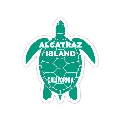 Alcatraz Island California Souvenir 4 Inch Green Turtle Shape Decal Sticker Image 1