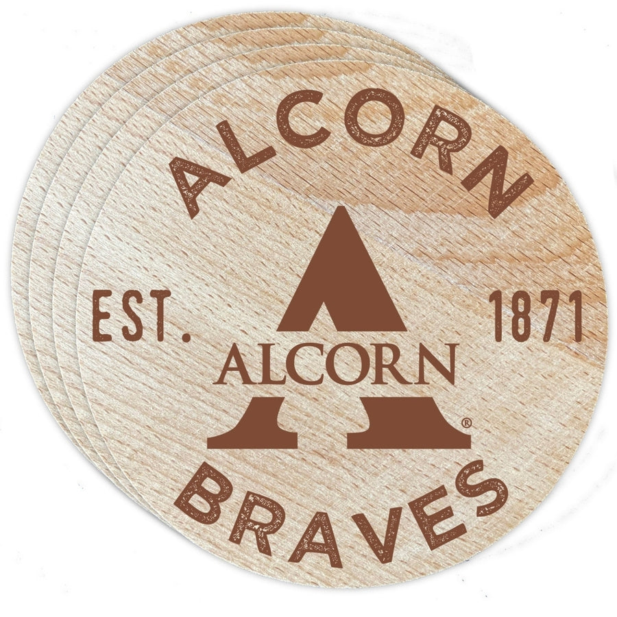 Alcorn State Braves Officially Licensed Wood Coasters (4-Pack) - Laser Engraved, Never Fade Design Image 1