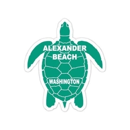 Alexander Beach Washington 4 Inch Green Turtle Shape Decal Sticker Image 1