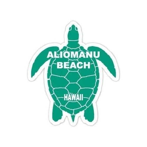 Aliomanu Beach Hawaii Souvenir 4 Inch Green Turtle Shape Decal Sticker Image 1