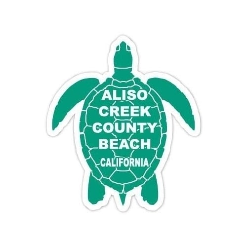 Aliso Creek County Beach California Souvenir 4 Inch Green Turtle Shape Decal Sticker Image 1