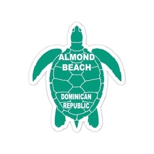 Almond Beach Dominican Republic 4 Inch Green Turtle Shape Decal Sticker Image 1