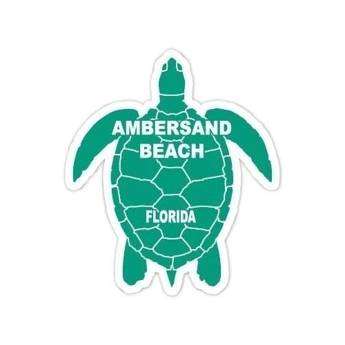 Ambersand Beach Florida 4 Inch Green Turtle Shape Decal Sticker Image 1