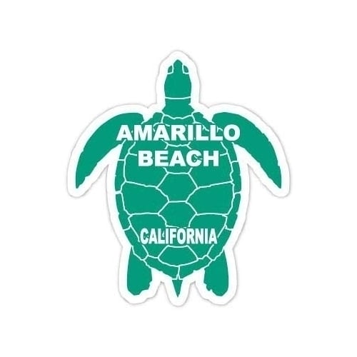 Amarillo Beach California Souvenir 4 Inch Green Turtle Shape Decal Sticker Image 1