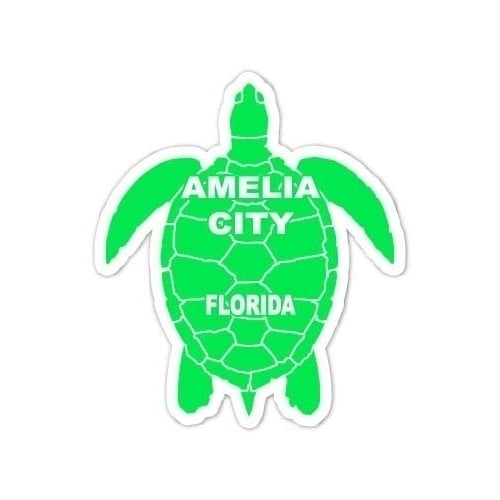 Amelia City Florida Souvenir 4 Inch Green Turtle Shape Decal Sticker Image 1