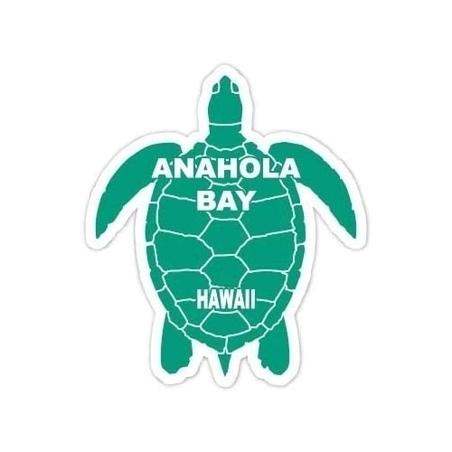 Anahola Bay Hawaii Souvenir 4 Inch Green Turtle Shape Decal Sticker Image 1