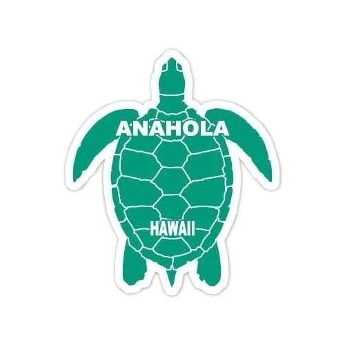 Anahola Hawaii Souvenir 4 Inch Green Turtle Shape Decal Sticker Image 1