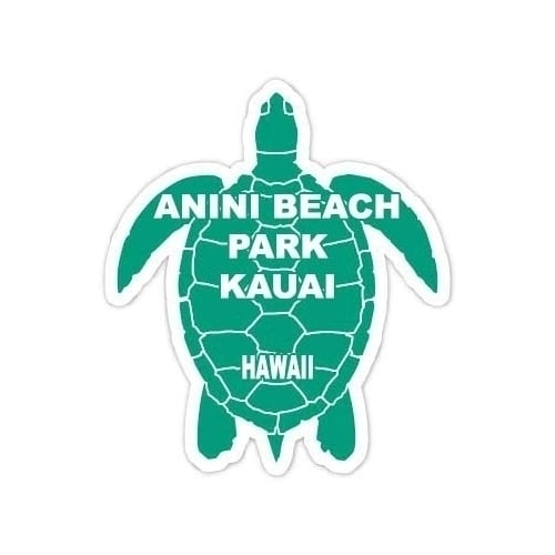 Anini Beach Park, Kauai Hawaii Souvenir 4 Inch Green Turtle Shape Decal Sticker Image 1