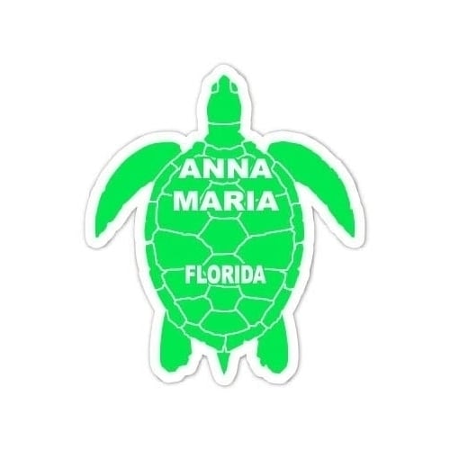 Anna Maria Florida Souvenir 4 Inch Green Turtle Shape Decal Sticker Image 1