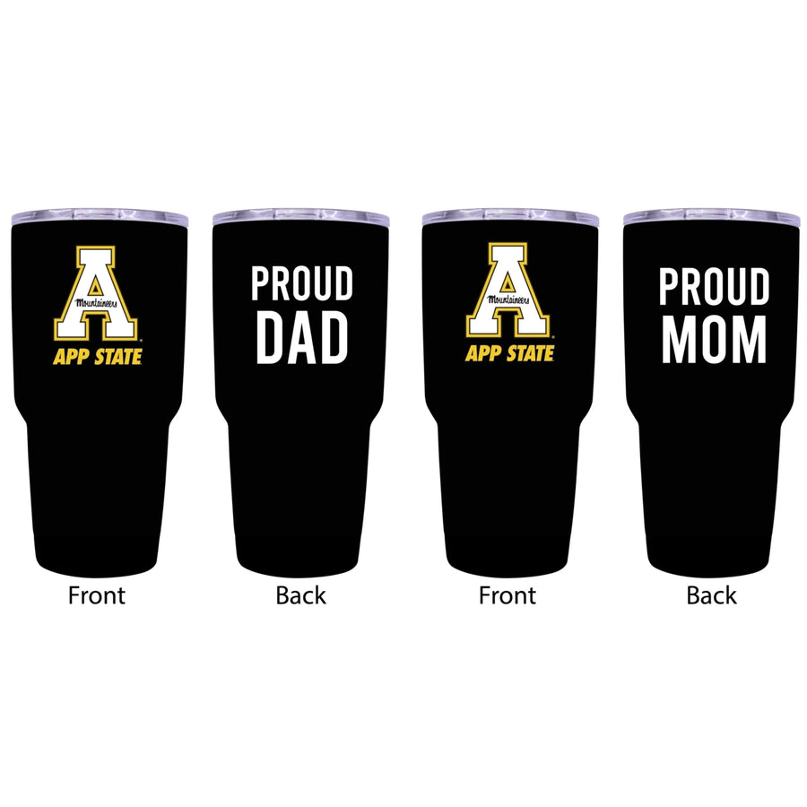 Appalachian State Proud Parent 24 oz Insulated Tumblers Set - Black, Mom and Dad Edition Image 1