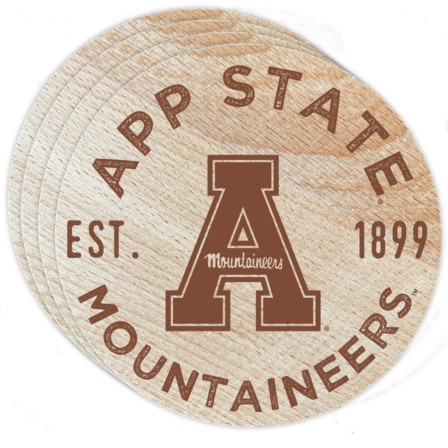 Appalachian State Officially Licensed Wood Coasters (4-Pack) - Laser Engraved, Never Fade Design Image 1