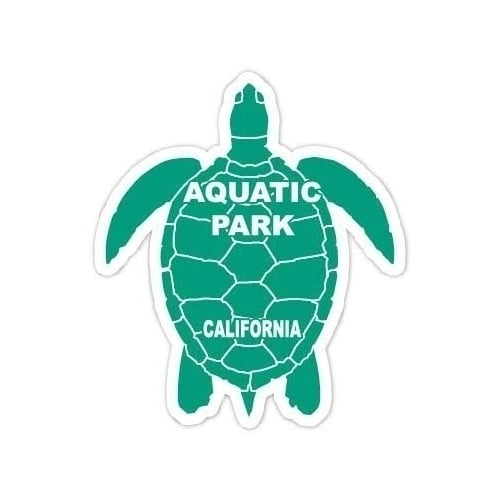 Aquatic Park California Souvenir 4 Inch Green Turtle Shape Decal Sticker Image 1