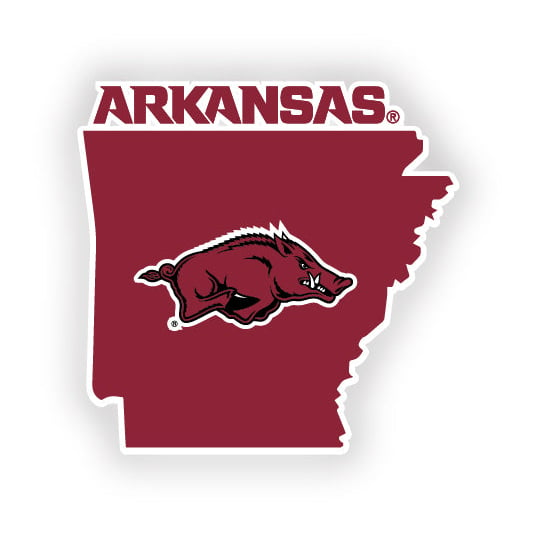 Arkansas Razorbacks 4-Inch State Shape NCAA Vinyl Decal Sticker for Fans, Students, and Alumni Image 1