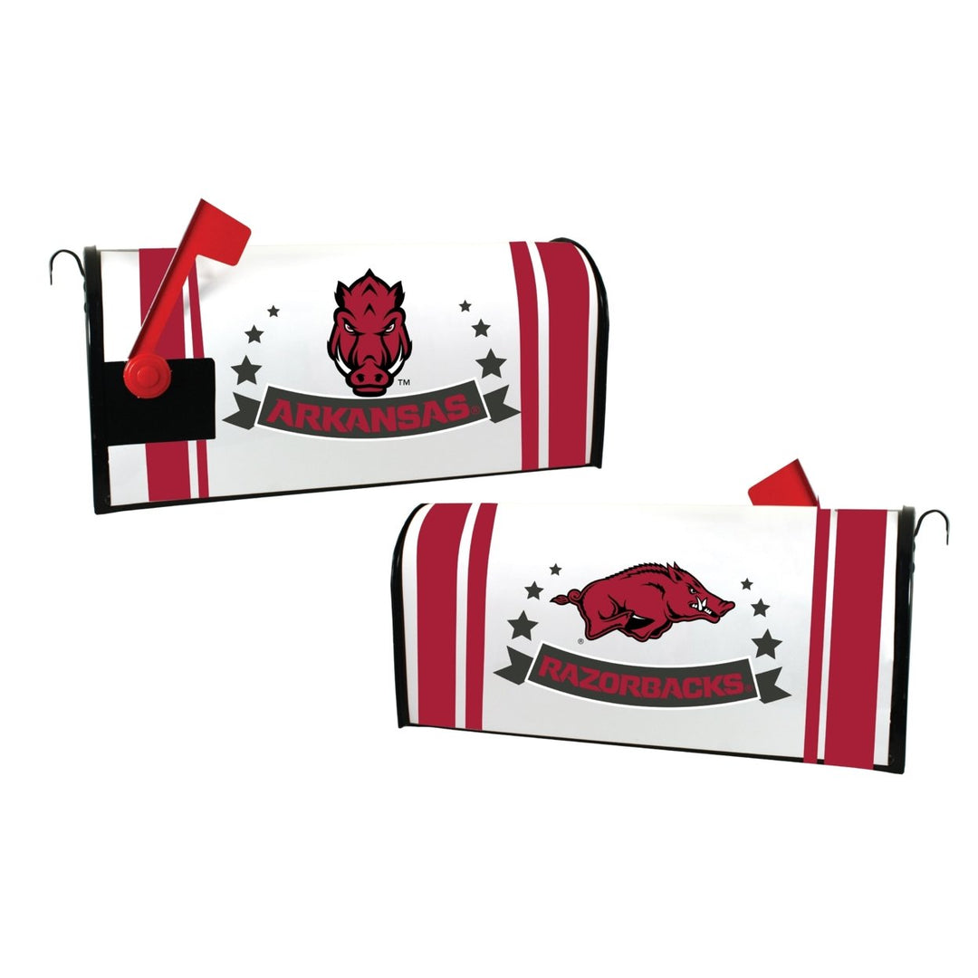 Arkansas Razorbacks NCAA Officially Licensed Mailbox Cover Logo and Stripe Design Image 1