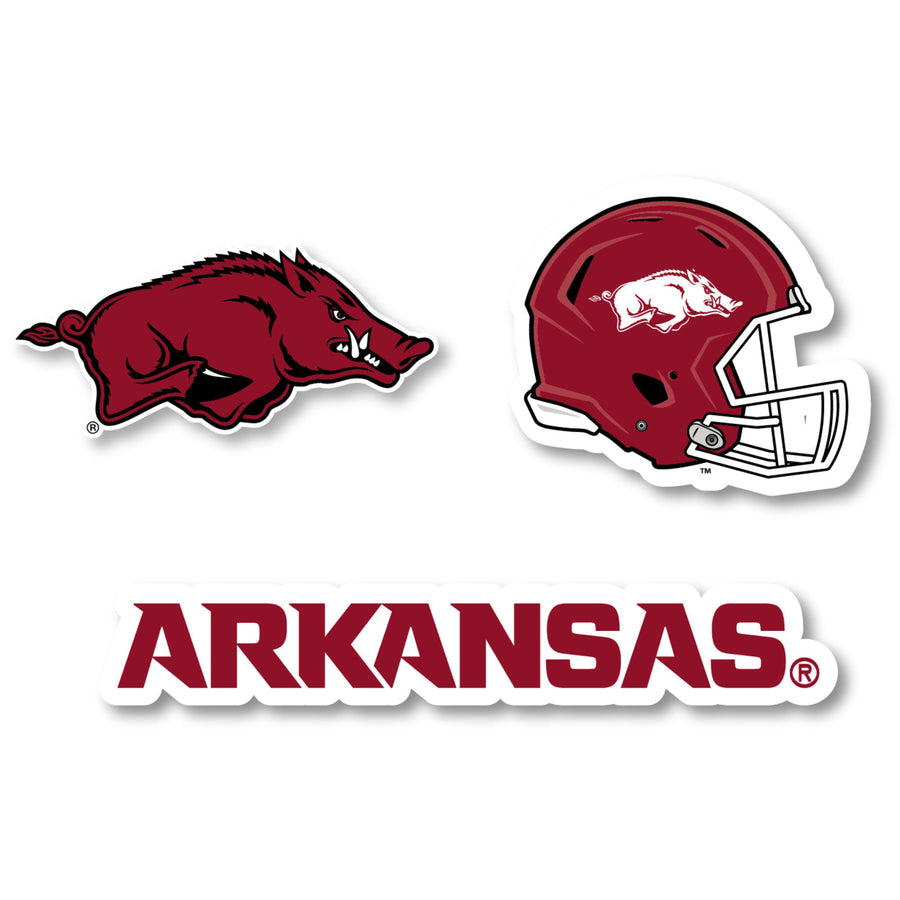 Arkansas Razorbacks 3 Pack 4-Inch Each NCAA Durable School Spirit Vinyl Decal Sticker Image 1