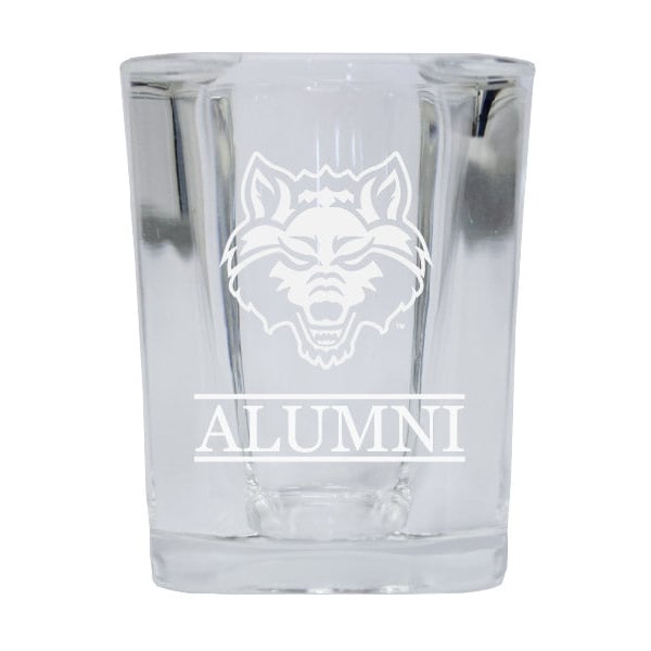 NCAA Arkansas State Alumni 2oz Laser Etched Square Shot Glass Image 1