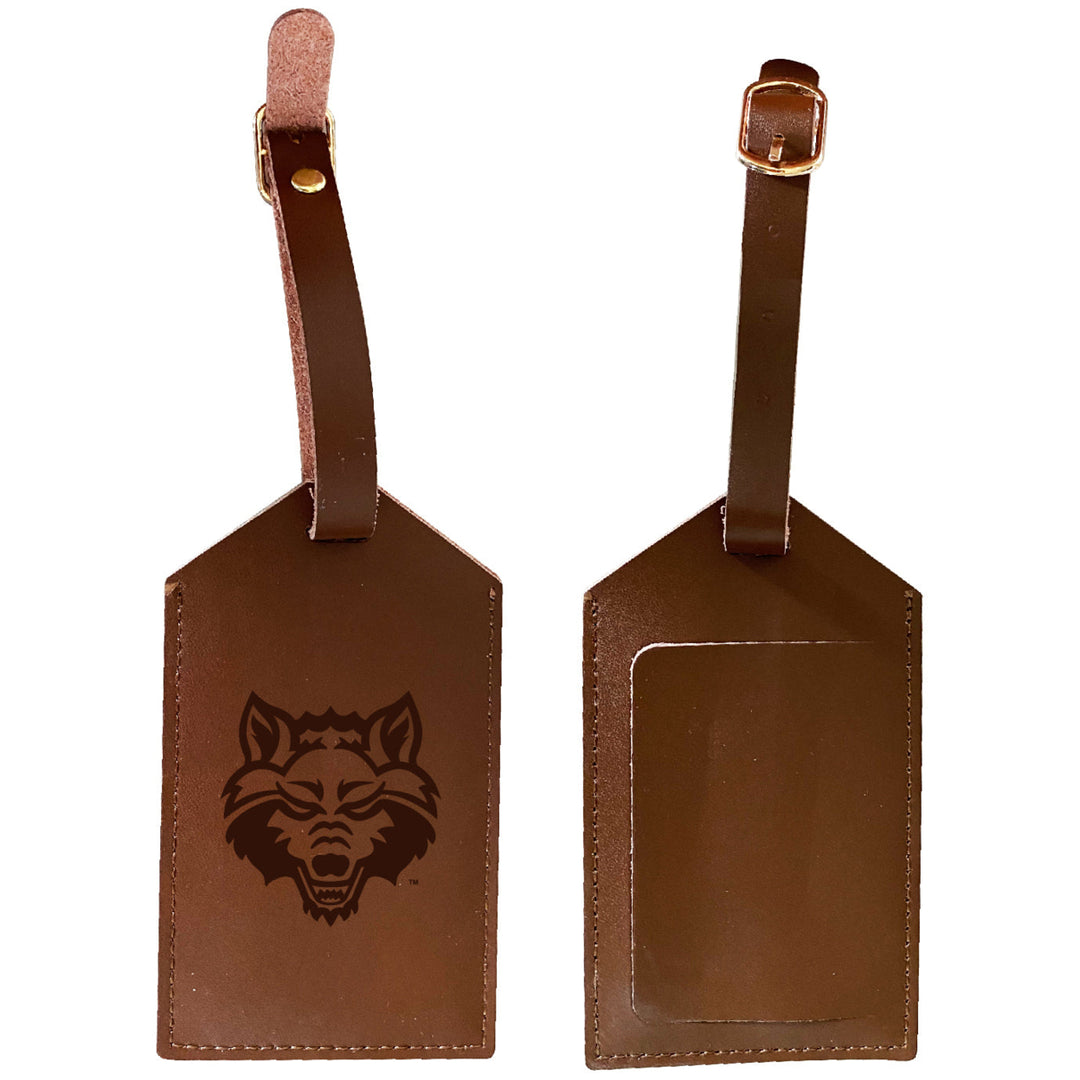 Elegant Arkansas State NCAA Leather Luggage Tag with Engraved Logo Image 1