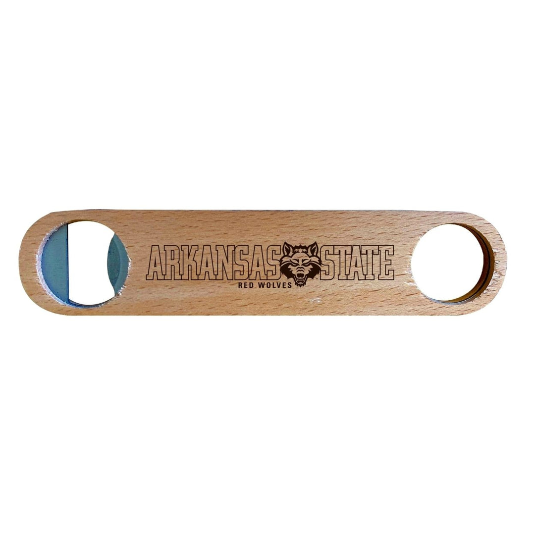 Arkansas State NCAA Elegant Laser-Etched Wooden Bottle Opener - Collegiate Bar Accessory Image 1