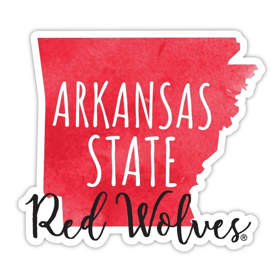 Arkansas State 4-Inch Watercolor State Shaped NCAA Vinyl Decal Sticker for Fans, Students, and Alumni Image 1