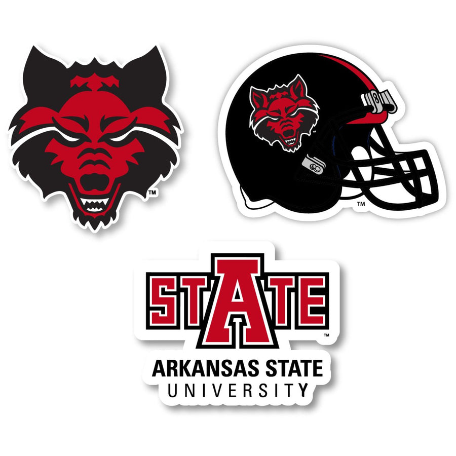 Arkansas State 3 Pack 4-Inch Each NCAA Durable School Spirit Vinyl Decal Sticker Image 1