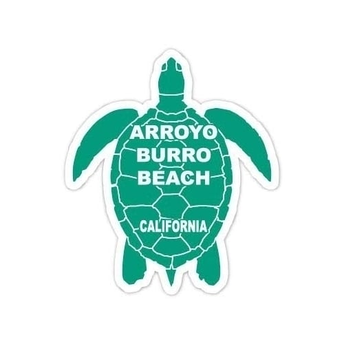 Arroyo Burro Beach California Souvenir 4 Inch Green Turtle Shape Decal Sticker Image 1