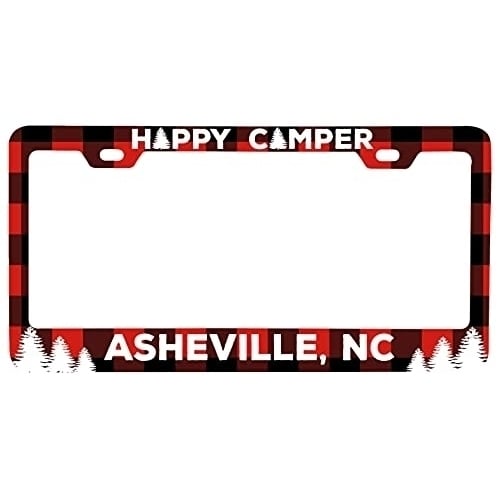 Asheville North Carolina Car Metal License Plate Frame Plaid Design Image 1