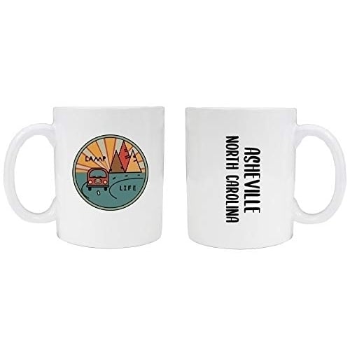 Asheville North Carolina Souvenir Camp Life 8 oz Coffee Mug 2-Pack Image 1