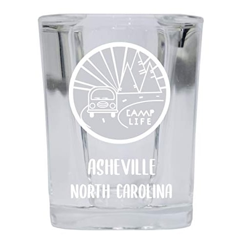 Asheville North Carolina Souvenir Laser Engraved 2 Ounce Square Base Liquor Shot Glass 4-Pack Camp Life Design Image 1