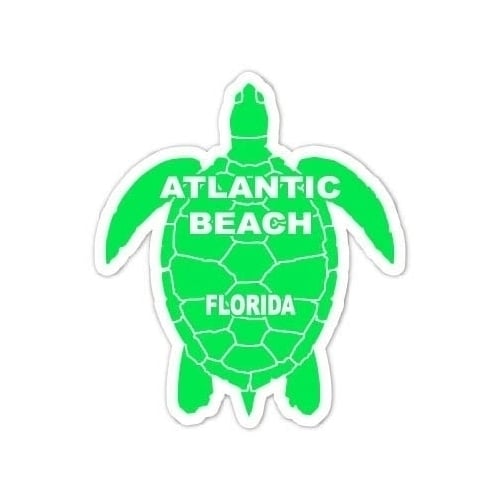 Atlantic Beach Florida Souvenir 4 Inch Green Turtle Shape Decal Sticker Image 1