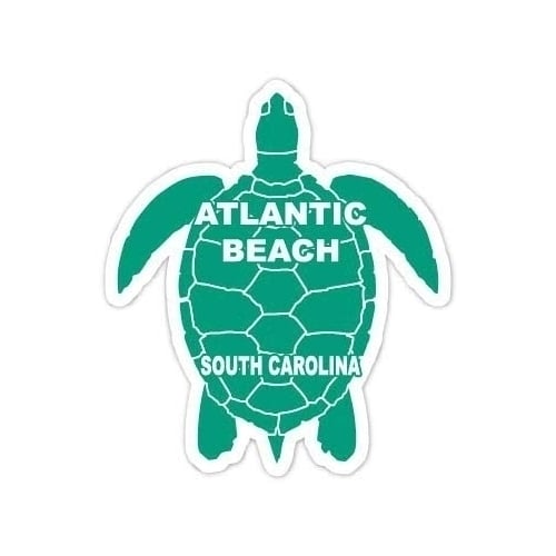 Atlantic Beach South Carolina Souvenir 4 Inch Green Turtle Shape Decal Sticker Image 1