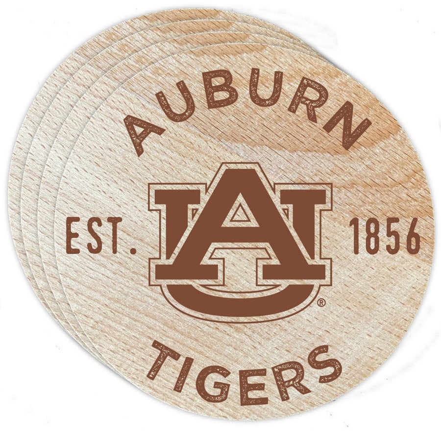 Auburn Tigers Officially Licensed Wood Coasters (4-Pack) - Laser Engraved, Never Fade Design Image 1