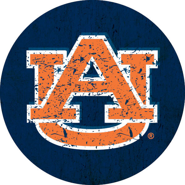 Auburn Tigers Round 4-Inch Distressed Wood Grain NCAA Vinyl Decal Sticker for Fans, Students, and Alumni Image 1