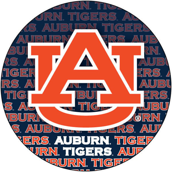 Auburn Tigers Round 4-Inch Verbiage Repeating Wordmark NCAA Vinyl Decal Sticker for Fans, Students, and Alumni Image 1