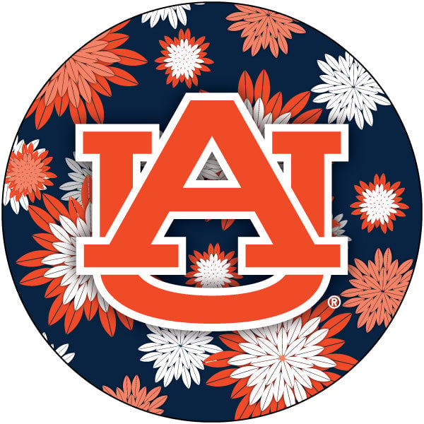 Auburn Tigers Round 4-Inch NCAA Floral Love Vinyl Sticker - Blossoming School Spirit Decal Image 1