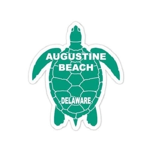 Augustine Beach Delaware Souvenir 4 Inch Green Turtle Shape Decal Sticker Image 1