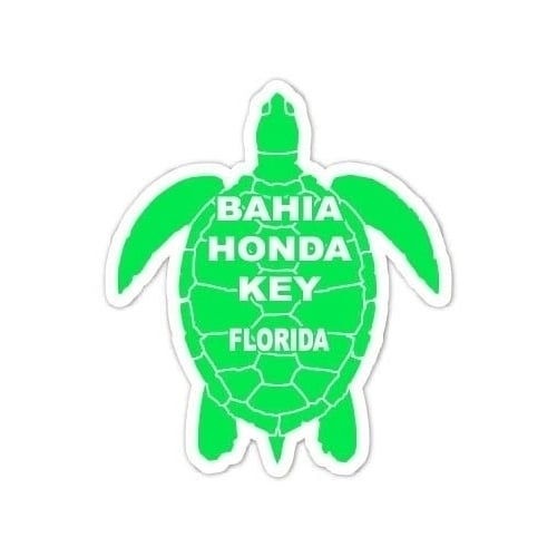 Bahia Honda Key Florida Souvenir 4 Inch Green Turtle Shape Decal Sticker Image 1