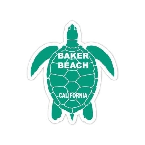 Baker Beach California Souvenir 4 Inch Green Turtle Shape Decal Sticker Image 1