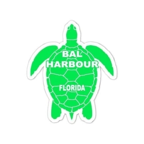 Bal Harbour Florida Souvenir 4 Inch Green Turtle Shape Decal Sticker Image 1