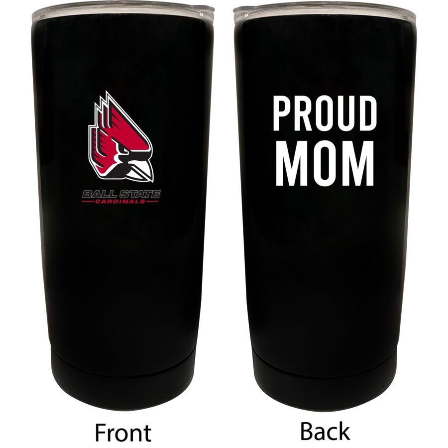 Ball State University NCAA Insulated Tumbler - 16oz Stainless Steel Travel Mug Proud Mom Design Black Image 1