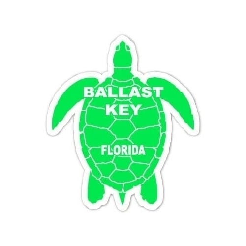 Ballast Key Florida Souvenir 4 Inch Green Turtle Shape Decal Sticker Image 1