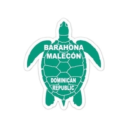 Barahona Malec n Dominican Republic 4 Inch Green Turtle Shape Decal Sticker Image 1