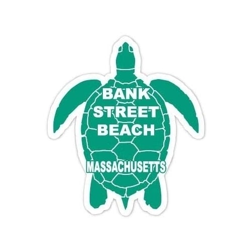 Bank Street Beach Massachusetts Souvenir 4 Inch Green Turtle Shape Decal Sticker Image 1