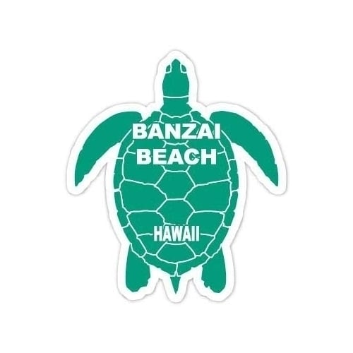 Banzai Beach Hawaii Souvenir 4 Inch Green Turtle Shape Decal Sticker Image 1