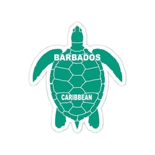 Barbados Caribbean 4 Inch Green Turtle Shape Decal Sticker Image 1