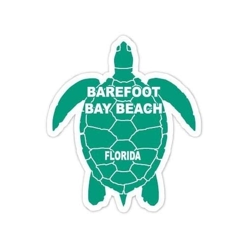 Barefoot Bay Beach Florida 4 Inch Green Turtle Shape Decal Sticker Image 1