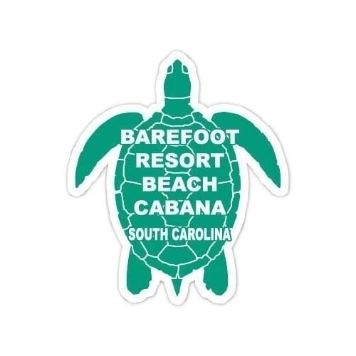 Barefoot Resort Beach Cabana South Carolina Souvenir 4 Inch Green Turtle Shape Decal Sticker Image 1