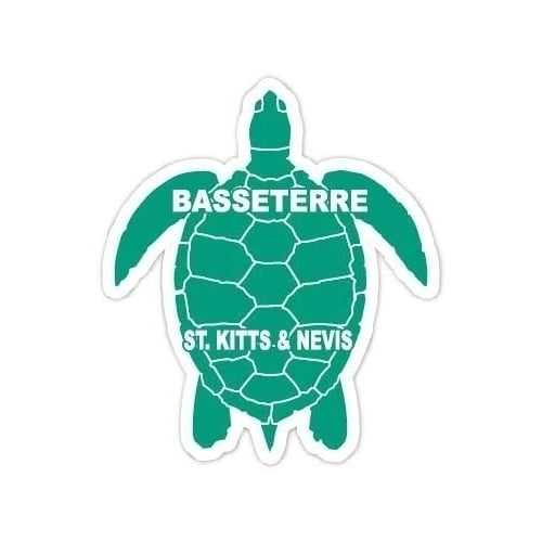 Basseterre St. Kitts and Nevis 4 Inch Green Turtle Shape Decal Sticker Image 1