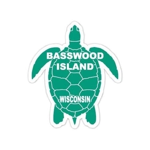 Basswood Island Wisconsin Souvenir 4 Inch Green Turtle Shape Decal Sticker Image 1