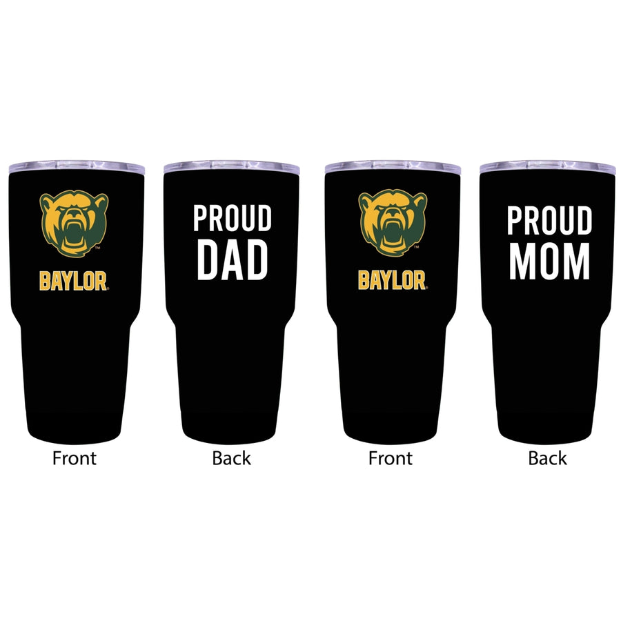 Baylor Bears Proud Parent 24 oz Insulated Tumblers Set - Black, Mom and Dad Edition Image 1