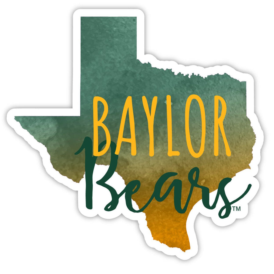 Baylor Bears 4-Inch Watercolor State Shaped NCAA Vinyl Decal Sticker for Fans, Students, and Alumni Image 1